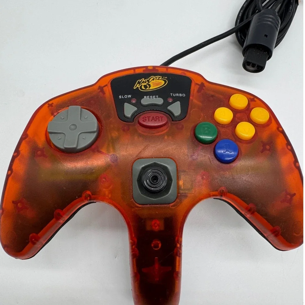 Mad Catz Nintendo 64 N64 Controller Translucent‎ Orange Turbo Slow Wired Gamepad